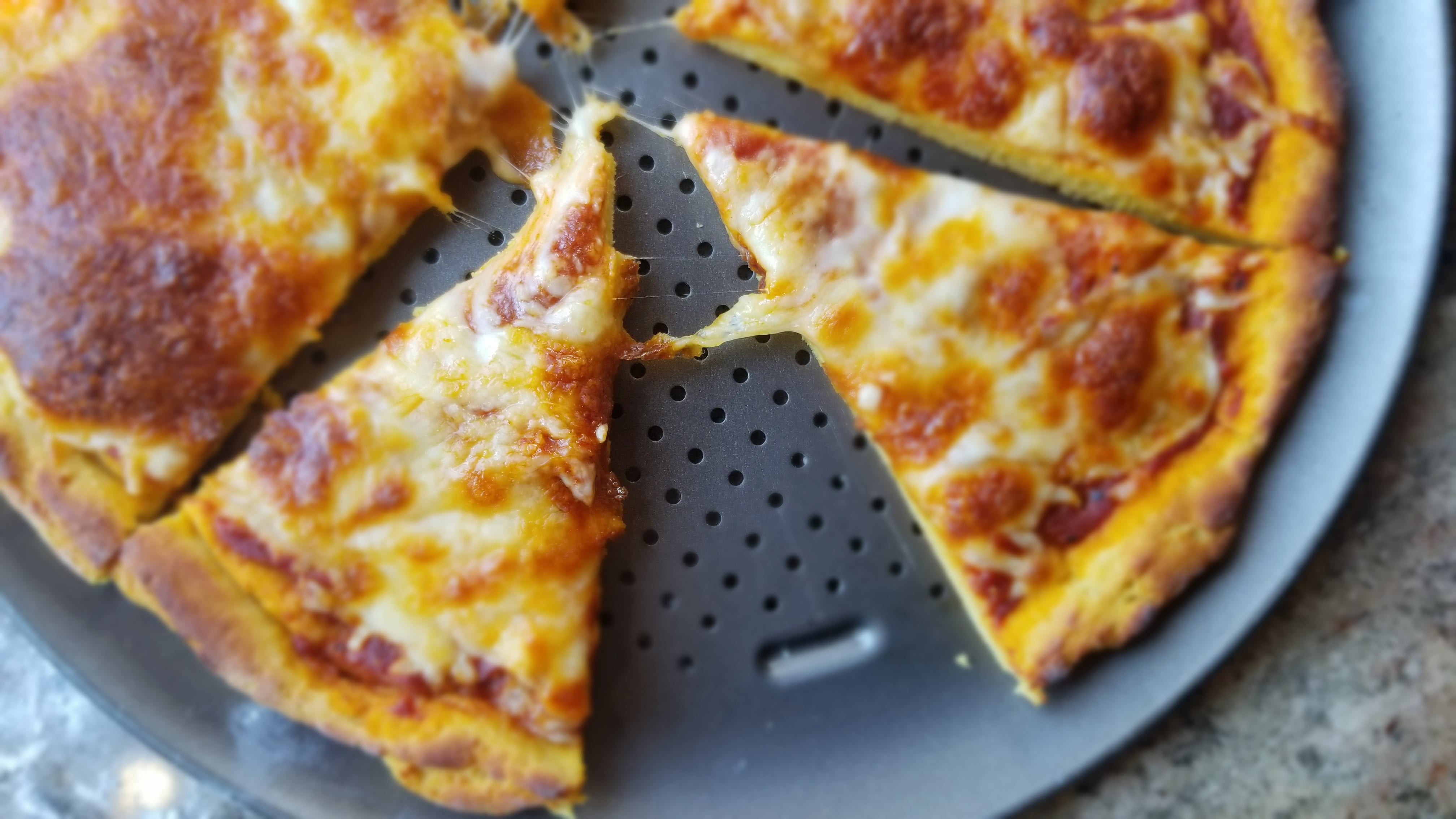 Low-carb pizza on a pan