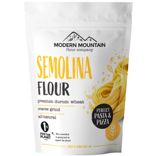 Load image into Gallery viewer, Front view of pouch of semolina flour from Modern Mountain Flour Company
